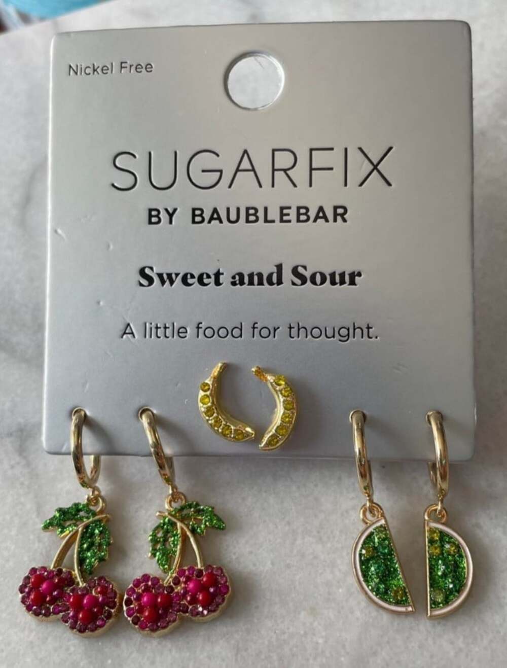 Sugarfix BaubleBar Sweet and Sour Earring Pack Fruit Cherries Lime Banana